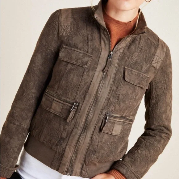 🎉4XHP🎉 Anthropologie Marrakech Colby Jacquard Bomber Jacket - Picture 2 of 8